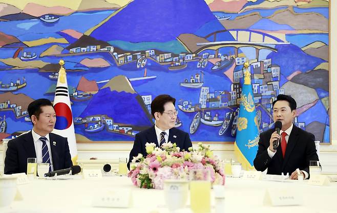 장동혁 국민의힘 대표가 지난 7일 청와대에서 열린 여야정 민생경제 협의체 회담에서 발언하고 있다. 연합뉴스