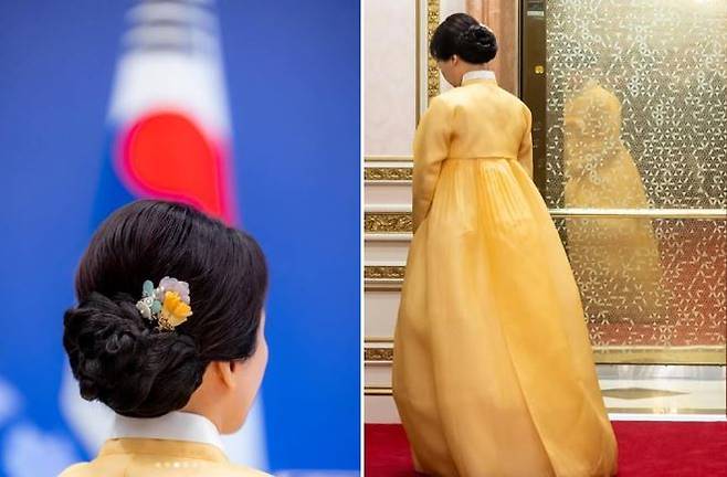 프랑스 대통령실 사진작가 알렉산드라 르봉은 6일 인스타그램 계정에 “2026년 4월 3일, 대한민국 서울 국빈 방문”이라는 글과 함께 한복을 입은 김혜경 여사의 모습이 담긴 비하인드컷을 올렸다. 알렉산드라 르봉 인스타그램 갈무리
