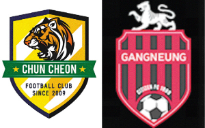 ▲ 춘천시민축구단 엠블럼(왼쪽 사진)과 FC강릉 엠블럼.