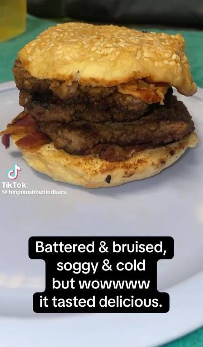 교도소로 밀반입된 것으로 알려진 파이브가이즈 버거 [출처=틱톡]