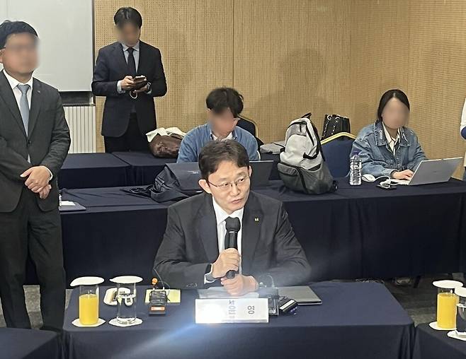 박윤영 KT 사장이 9일 서울시 강남구 한국과학기술회관에서 진행된 '배경훈 부총리-이통3사 CEO 간담회'에서 발언하고 있다. [사진=이명학 기자]