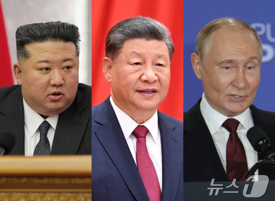 김정은 북한 노동당 총비서, 시진핑 중국 국가주석, 블라디미르 푸틴 러시아 대통령. 2026.4.9 ⓒ 뉴스1