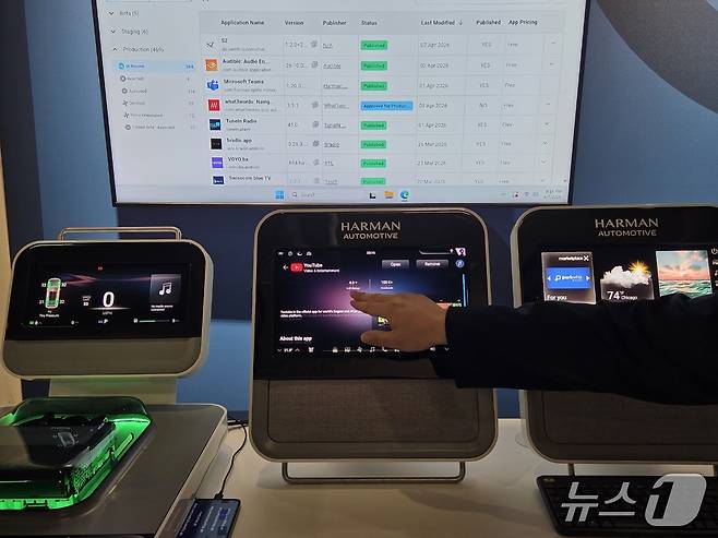 삼성전자·하만 관계자가 차량 앱스토어 개발자를 위한 '하만 레디 시퀀스 루프'를 시연하고 있다. 2026. 4. 8/뉴스1 황진중 기자