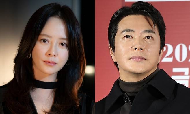 송지효(왼쪽)와 권상우. 뉴스1