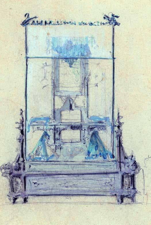 장갑 가게 쇼케이스 설계도. 다만 실물은 스페인 내전 때 파괴돼 현존하지 않는다.