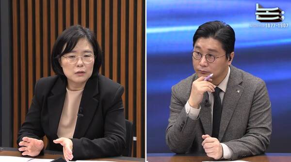 ▲김지미 특검보가 지난 9일 '정준희의 논'에 출연해 발언하는 모습.