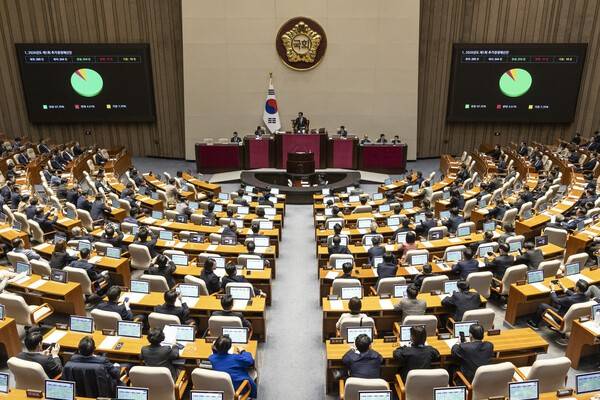 10일 국회에서 열린 본회의에서 정부가 제출한 '26.2조' 규모의 추가경정예산이 통과되고 있다. 연합뉴스