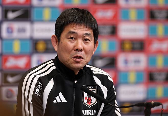 Soccer Football - International Friendly - Japan Press Conference - Wembley Stadium, London, Britain- March 30, 2026 Japan coach Hajime Moriyasu during the press conference Action Images via Reuters/John Sibley







<저작권자(c) 연합뉴스, 무단 전재-재배포, AI 학습 및 활용 금지>