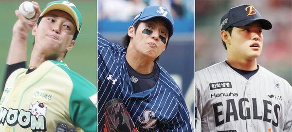 왼쪽부터 안우진, 원태인, 문동주