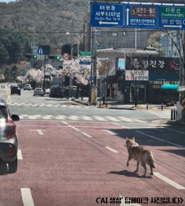 딥페이크 조작된 사진. SNS 캡처