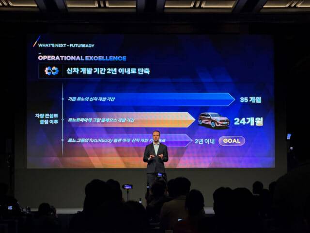 르노코리아의 국내 중장기 전략을 발표하는 니콜라 파리 르노코리아 사장 (사진=지디넷코리아)