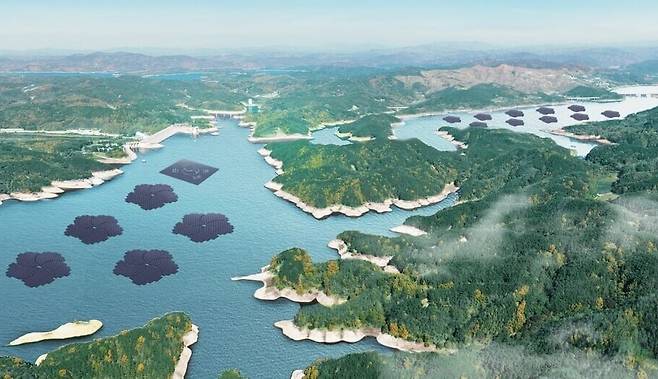 안동 임하댐 수상태양광 조감도. /권기창 안동시장 예비후보 선거대책위원회 제공