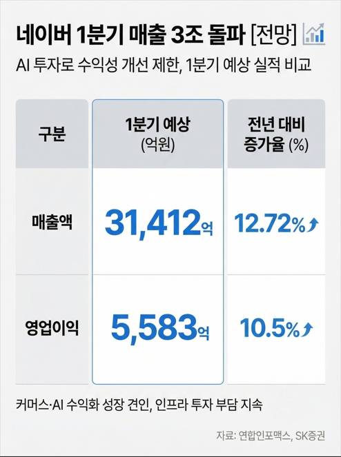 네이버, 2026년 1분기 실적 전망치[출처: 연합인포맥스 AI 인포그래픽]