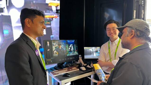 엔비디아 GTC 2026에서 M2M테크는 자사 부스에 이스트소프트의 대화형 AI 서비스 '페르소 인터랙티브' SDK를 적용한 로봇 AI 데모를 선보였다. (사진=이스트소프트)