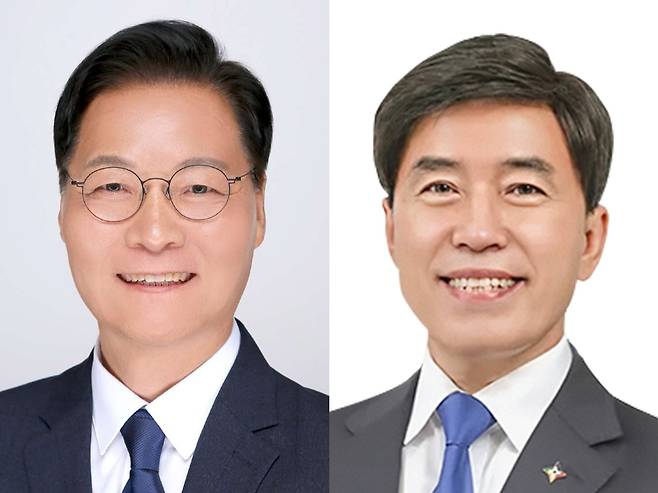 윤기식(왼쪽)·황인호 더불어민주당 대전 동구청장 예비후보. 대전일보DB
