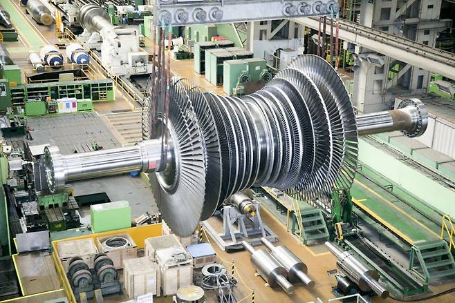 두산에너빌리티가 제작하는 스팀터빈 제품. 두산에너빌리티 제공