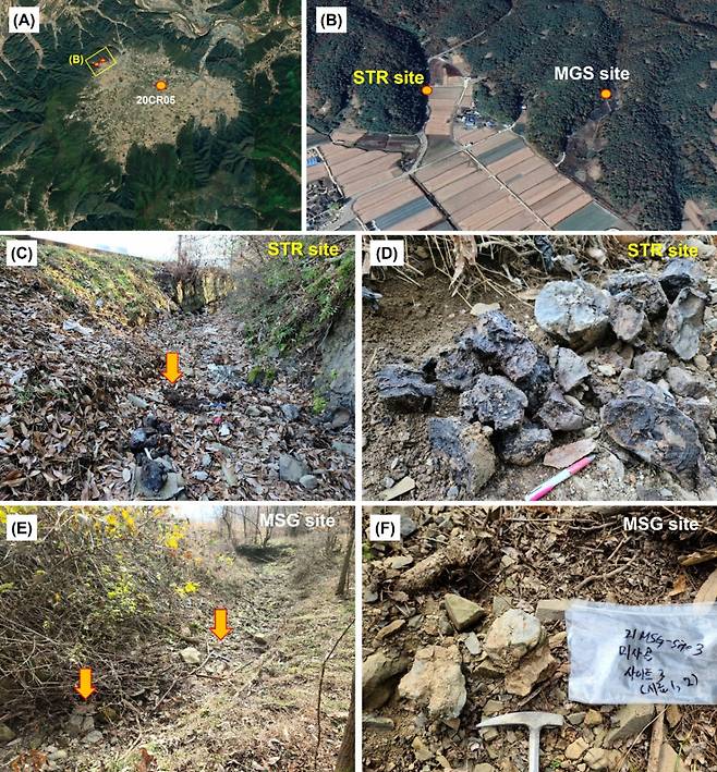 한국지질자원연구원 우주행성지질연구실이 경남 합천 운석충돌구에서 발견한 스트로마톨라이트 현장 /사진=한국지질자원연구원