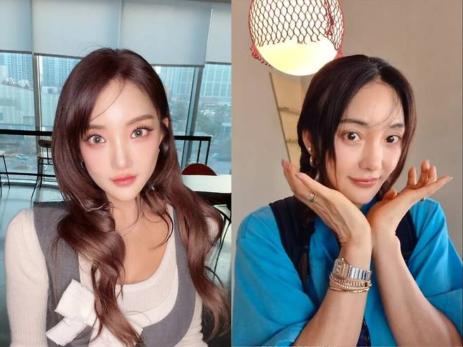 ▲ 바다 보정 후(왼쪽)와 바다 보정 전 쌩얼 사진. 출처| 바다 인스타그램