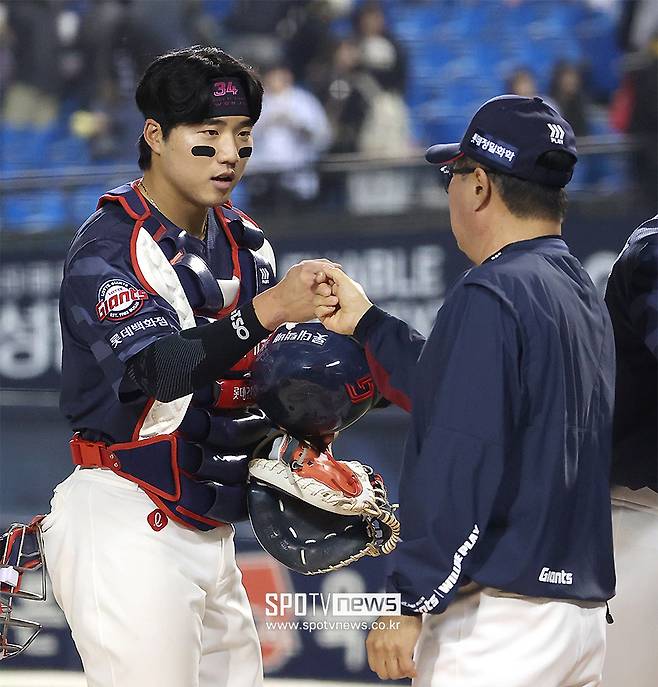 ▲ 손성빈 김태형 감독 ⓒ곽혜미 기자