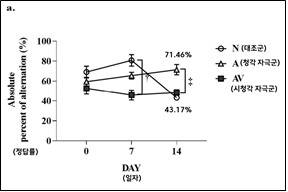 아무런 자극을 받지 않은 N(대조군)의 정답률은 43.17%로 낮아진 반면 청각 자극을 받은 그룹 A는 71.46%까지 상승했다. (한림대춘천성심병원 제공)
