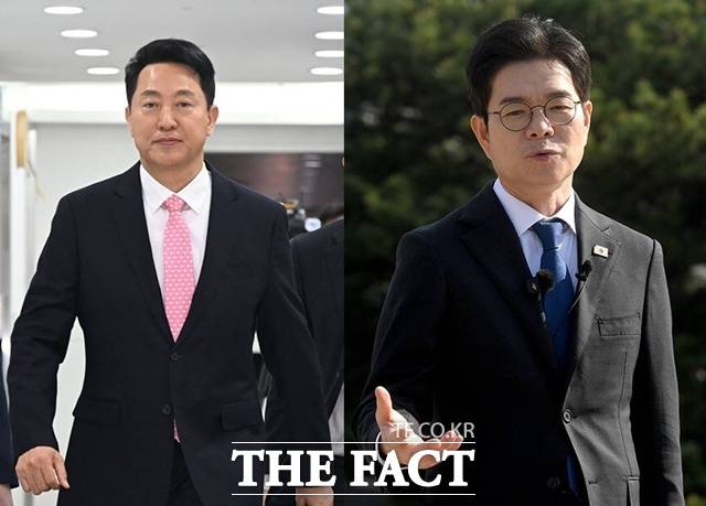 오세훈 서울시장(왼쪽)과 정원오 더불어민주당 서울시장 후보가 각각 자신의 페이스북에 세월호 참사 희생자들을 추모하는 글을 올렸다. /박헌우 기자, 박상민 기자
