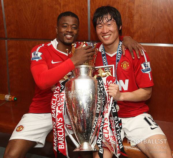 파트리스 에브라(왼쪽), 박지성. 게티이미지코리아