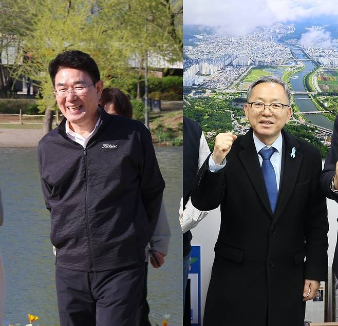 노관규 순천시장과 김문수 순천갑 국회의원.