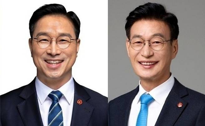 더불어민주당 제주도지사 후보 경선 결선 기호 1번 위성곤 국회의원(왼쪽·서귀포시·3선)과 기호 2번 문대림 국회의원(제주시 갑·초선). 세계일보 자료사진