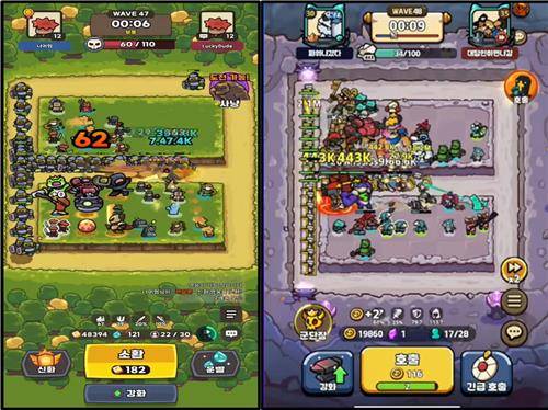 111퍼센트의 '운빨존많겜'(왼쪽)과 뉴노멀소프트의 '그만쫌쳐들어와' [111퍼센트 제공. 재판매 및 DB 금지]