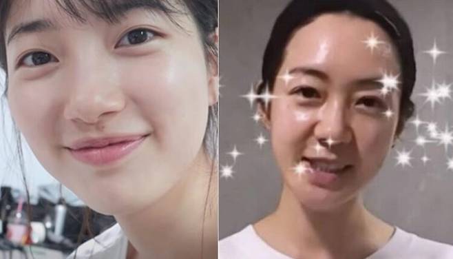 꿀피부를 자랑하는 수지와 이요원은 세안 후 수건을 사용하지 않는다는 공통된 습관을 가지고 있다. 사진=유튜브 채널 '혜리' / KBS2 '살림남 시즌2'