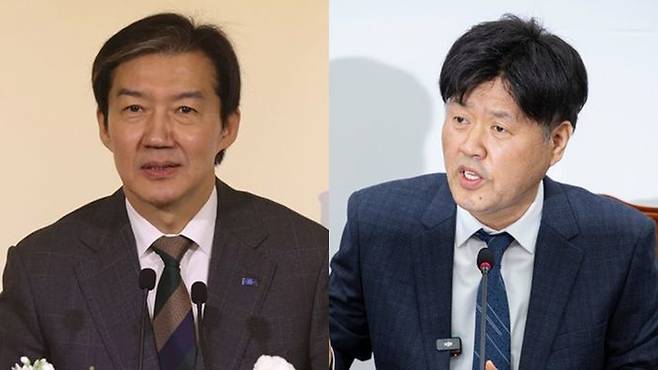 조국 조국혁신당 대표와 김용 전 민주연구원 부원장.ⓒ데일리안 홍금표기자, 연합뉴스