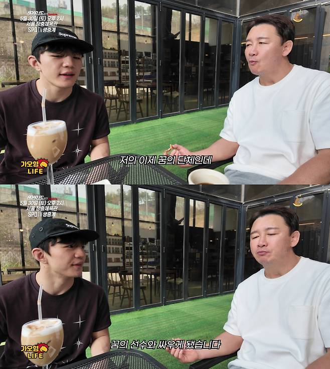 조준건(왼쪽)과 정문홍 로드FC 회장. 사진=가오형 라이프