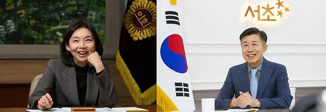 최호정 서울시의회 의장(왼쪽)과 전성수 서초구청장 (오른쪽)
