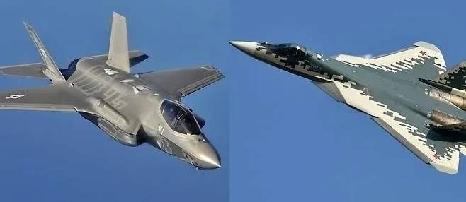 미군의 F-35(왼쪽)와 러시아의 수호이(SU)-57의 이미지
