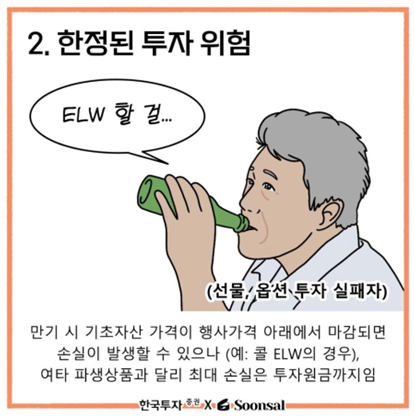한국투자증권의 주식워런트증권(ELW) 관련 카드 뉴스 광고 일부. 한국투자증권