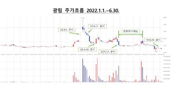 금감원이 조사한 쌍방울 계열사 주가조작 정황이 담긴 차트 〈출처=금감원〉