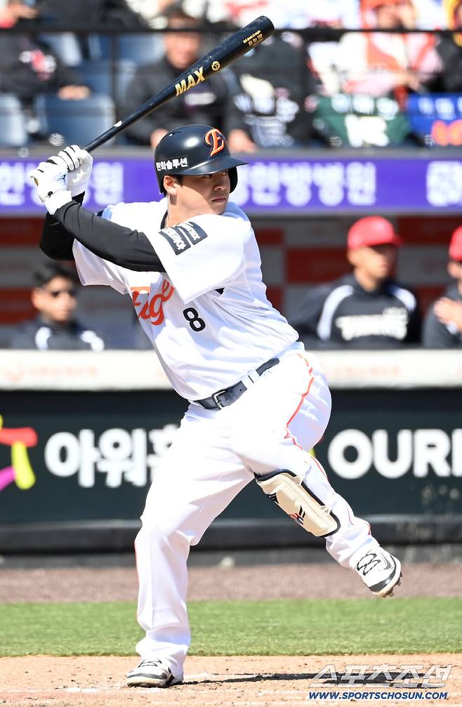 19일 대전한화생명볼파크에서 열린 KIA와 한화의 시범경기. 타격을 하는 한화 노시환. 대전=허상욱 기자wook@sportschosun.com/2026.03.19/
