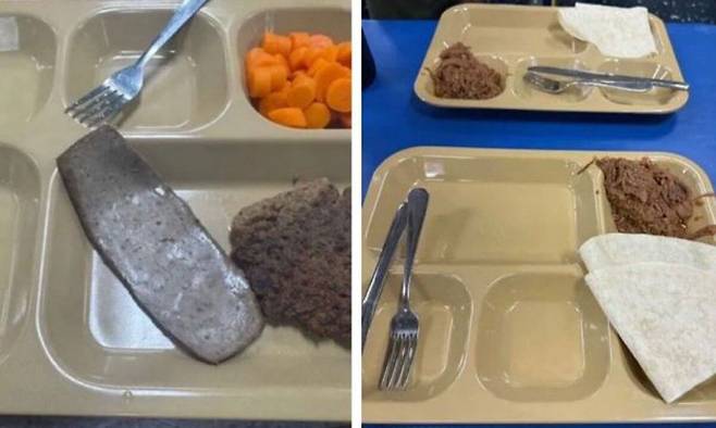 USA투데이가 공개한 미군 병사들에게 제공된 식사. 엑스 화면 캡처