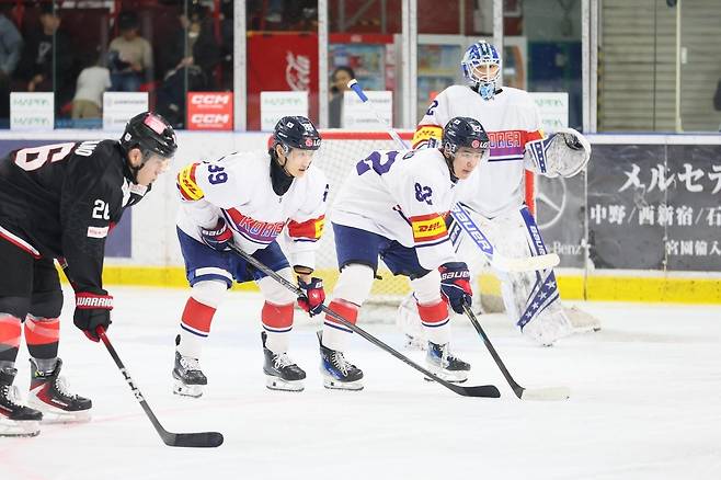 일본전에서 승부치기 끝에 1-2로 패한 한국 남자 아이스하키 [대한아이스하키협회 제공. 재판매 및 DB 금지]