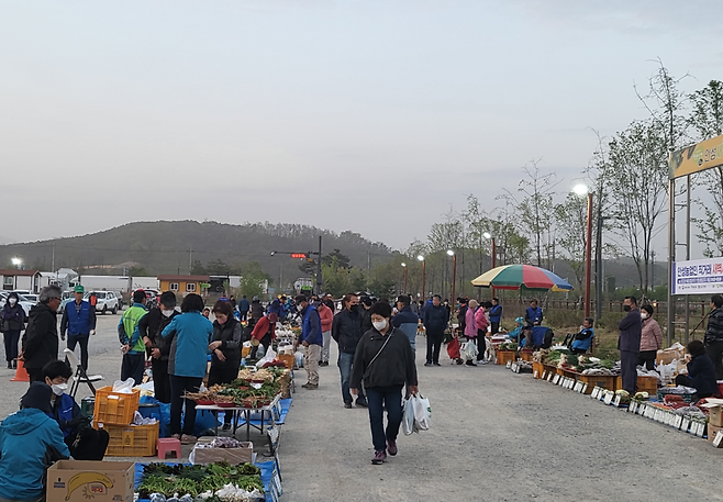 지난 18일 개장한 안성 농업인 직거래 새벽시장.