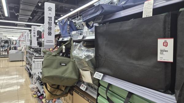 도내 한 대형마트에 캠핑용품이 진열돼있다. /이원재 기자