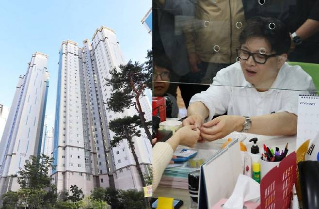 부산 북구 만덕동 소재 백양디이스트와 한동훈 전 국민의힘 대표. (사진=네이버부동산, 연합뉴스)