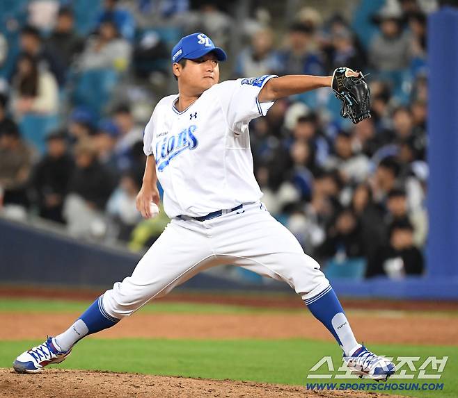 31일 대구 삼성라이온즈파크에서 열린 삼성과 두산의 경기. 투구하고 있는 삼성 최지광. 대구=송정헌 기자songs@sportschosun.com/2026.03.31/