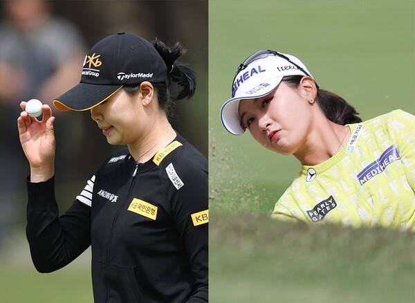 2026년 한국여자프로골프(KLPGA) 투어 넥센·세인트나인 마스터즈 대회에 출전한 방신실, 박현경 프로가 최종라운드에서 경기하는 모습이다. 사진제공=KLPGA (사진을 무단으로 사용하지 마십시오.)