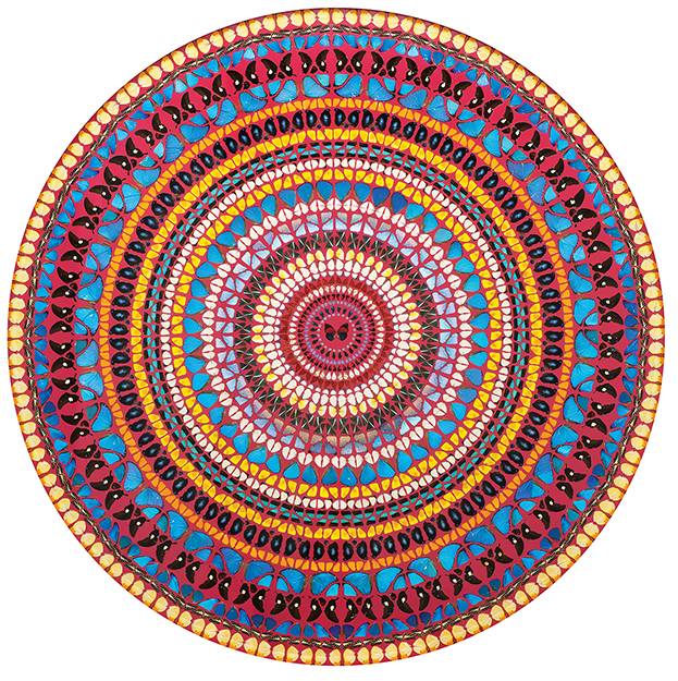 데미안 허스트의 2019년작 ‘부활’은 지름 213.4cm 캔버스에 실제 나비 수천 마리를 붙여 작업한 것으로, 추정가 7억~13억원에 29일 열리는 케이옥션 경매에 오른다. /사진제공=케이옥션