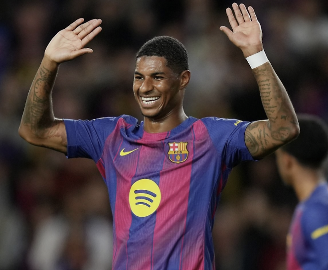 FC 바르셀로나에서 뛰고 있는 마커스 래시포드. AP연합뉴스