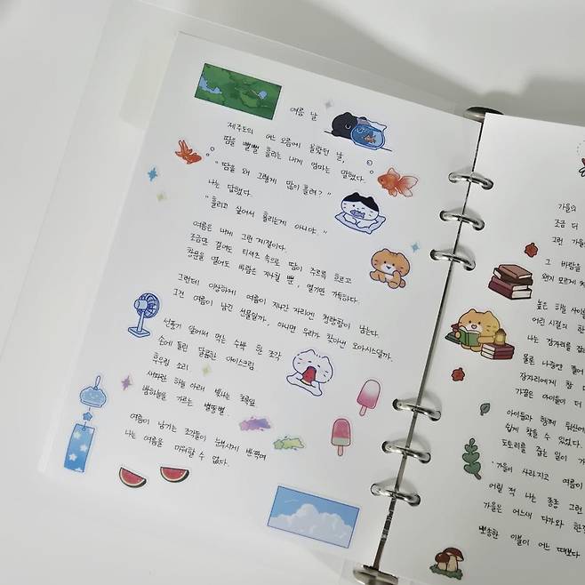 일러스트 스티커로 꾸민 다이어리. (리틀영(littleyoung) 작가)