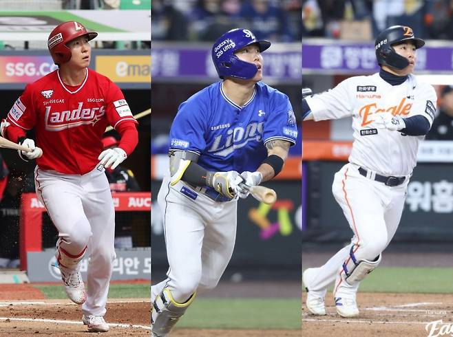 왼쪽부터 SSG 랜더스 박성한, 삼성 라이온즈 류지혁, 한화 이글스 문현빈. SSG·삼성·한화 제공
