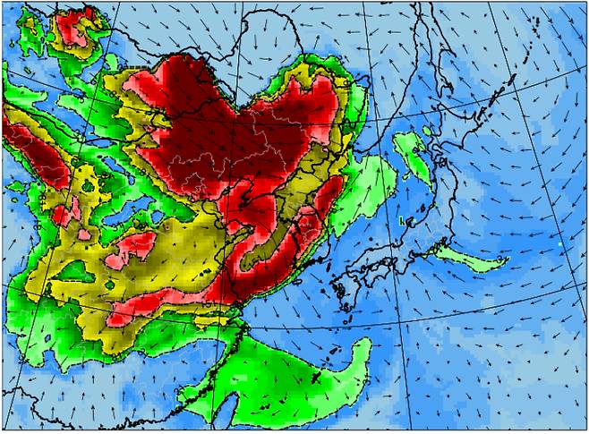 주 초 미세먼지 예보 지도 [에어코리아 제공]
