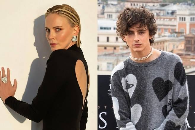 샤를리즈 테론(왼쪽)과 티모시 샬라메. 샤를리즈 테론·티모시 샬라메 인스타그램 캡처